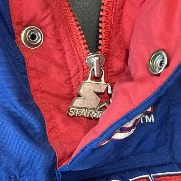 STARTER‎ 90's GIANTS Pullover Hooded Jacket Quilted Large NFL Pro Line Football